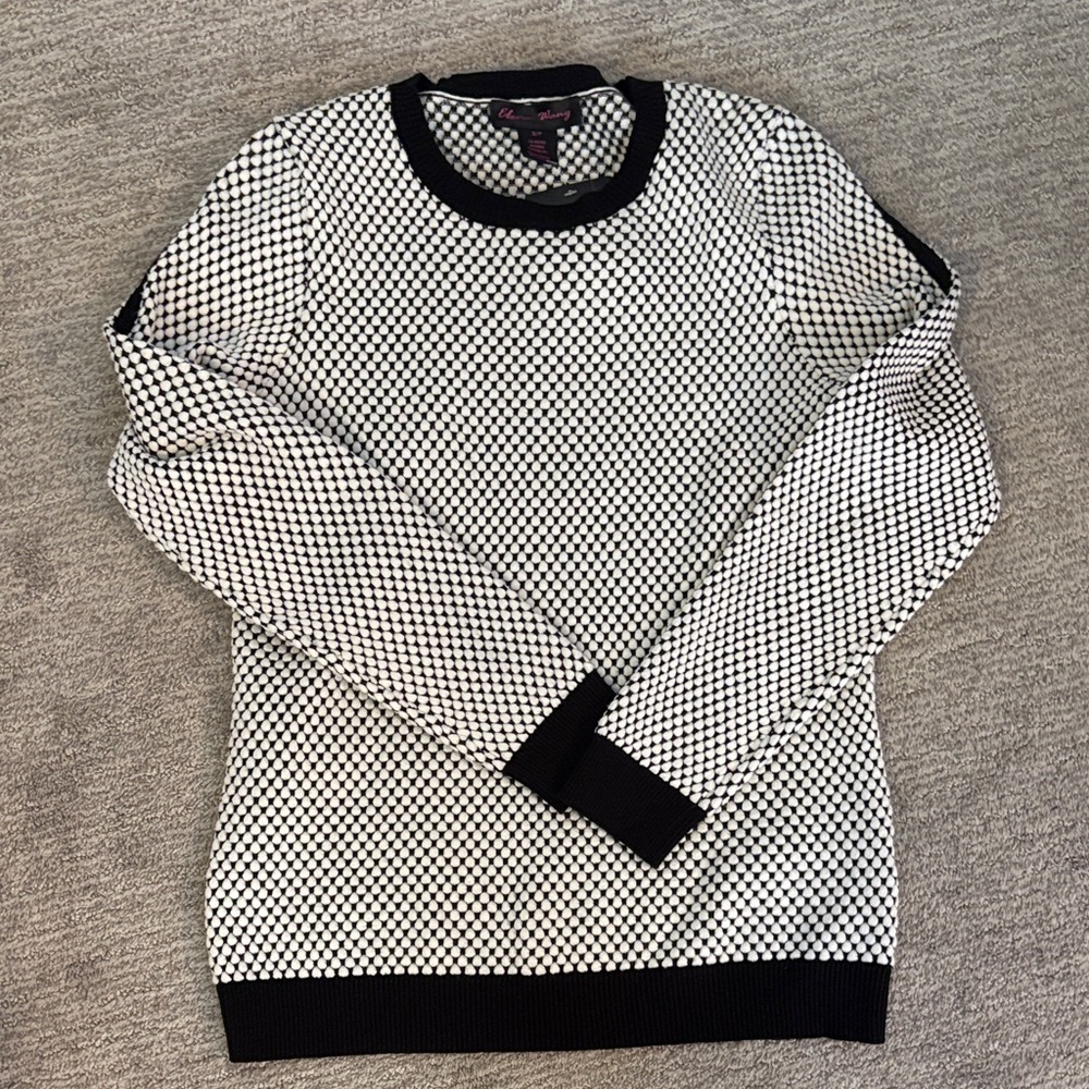 Elena wang  Black and White Women's Crewneck Sweater